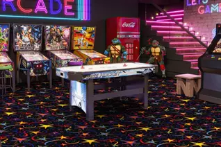 Black Light Home Arcade Carpet - Neon Have a Blast | Joy Carpets