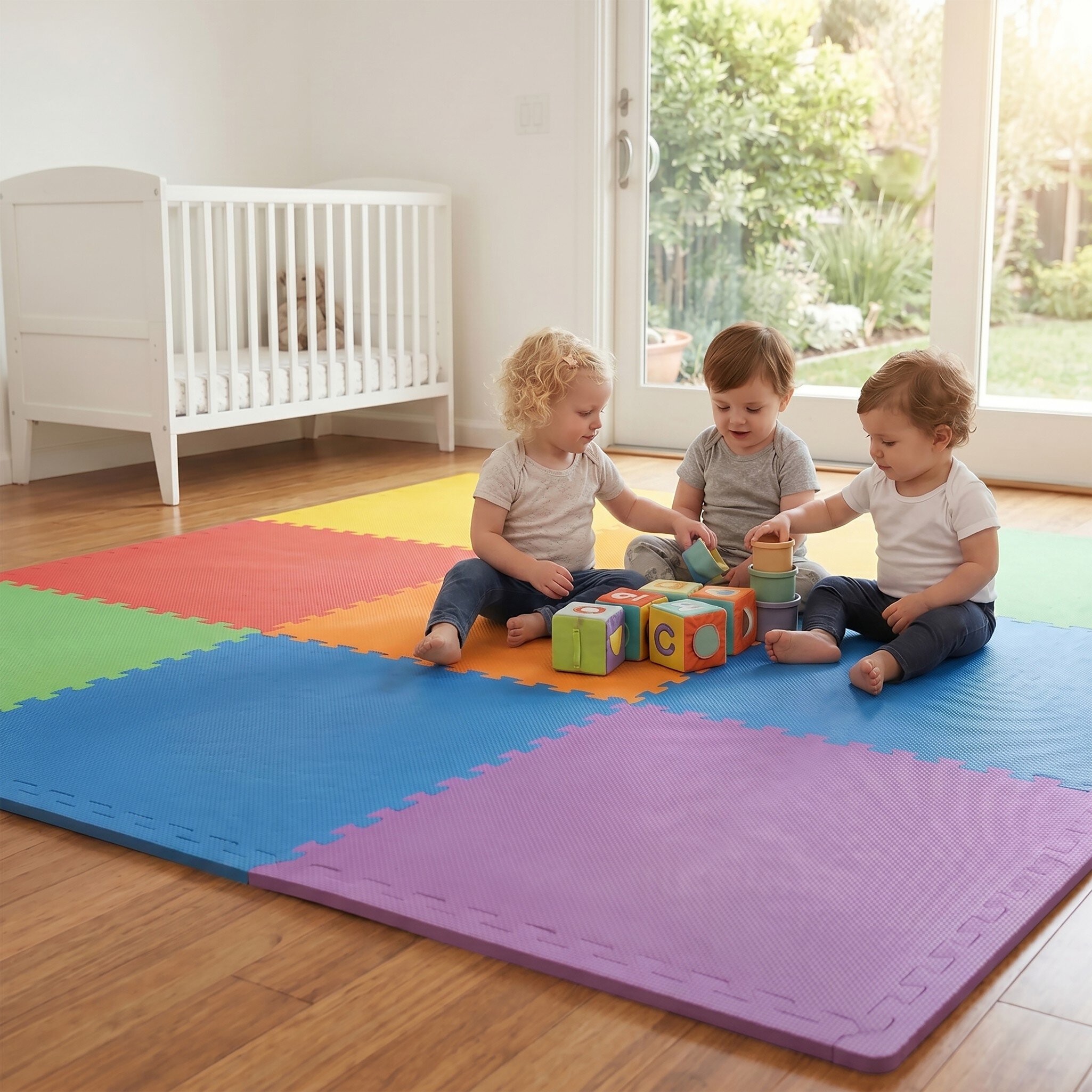 Rainbow Baby Play Mat - Non-Toxic Foam Floor Tiles - Puzzle Mat for Toddlers & Kids