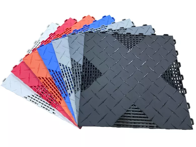 Hybrid-X Vented Diamond Garage Floor Tiles - 17" x 17" (2 sqft/tile)