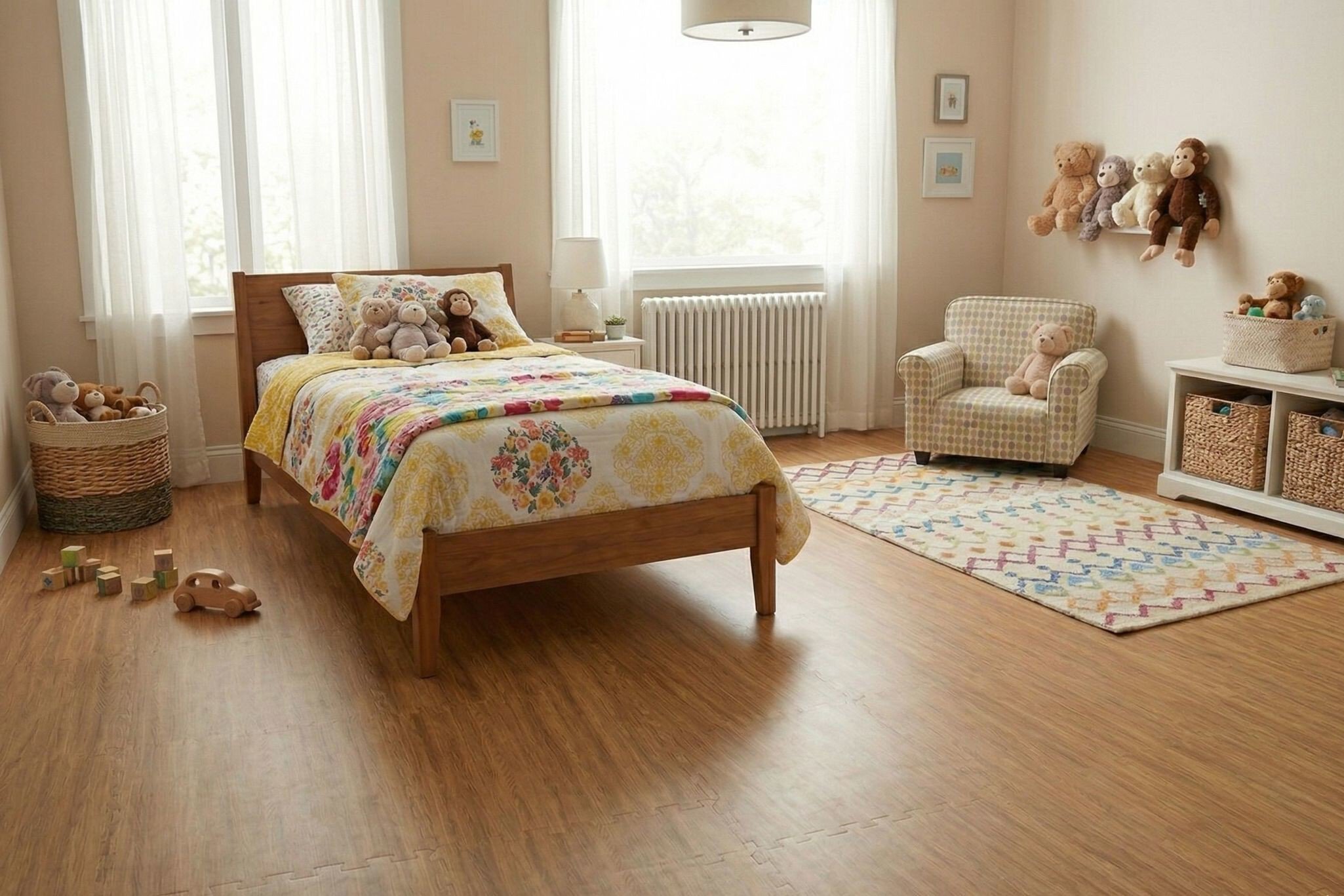 Premium Soft Wood Grain Foam Floor Tiles | Interlocking Foam Flooring