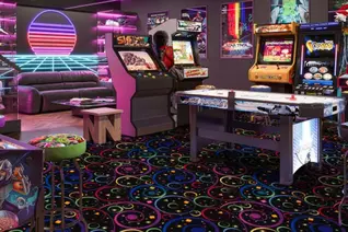 Black Light Home Arcade Carpet - Neon Fun and Games | Joy Carpets