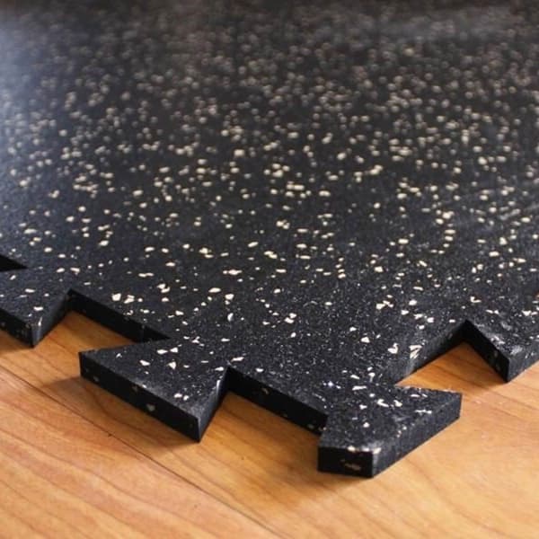 Black tight-lock tiles with removable borders.