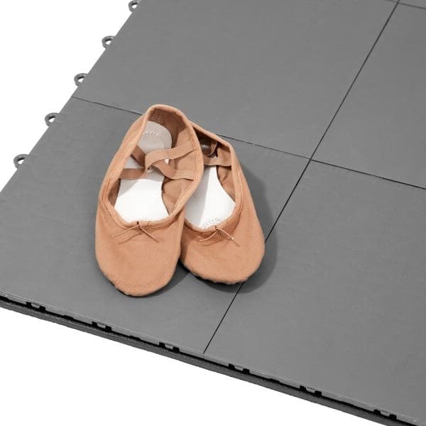 Premium Home Dance Subfloor Kit, Graphite — interlocking EVA foam and polypropylene tiles