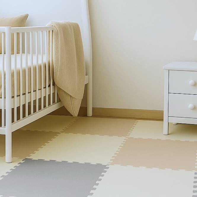 Neutral Baby Play Mat - Non-Toxic Foam Floor Tiles - Gray, Cream & Beige Puzzle Mat