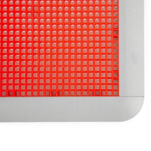 Outdoor Sport Male Corner Edges — red polypropylene grid flooring with gray edge trim
