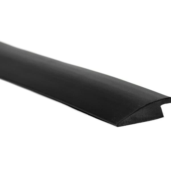 Rubber Floor Ramp, black — PVC plastic trim with curved transition edge, close-up view