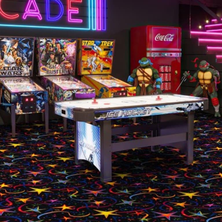 Black Light Home Arcade Carpet - Neon Have a Blast | Joy Carpets