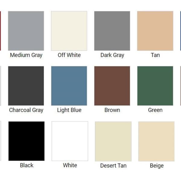 Floor coating color selection chart displaying 16 color options.