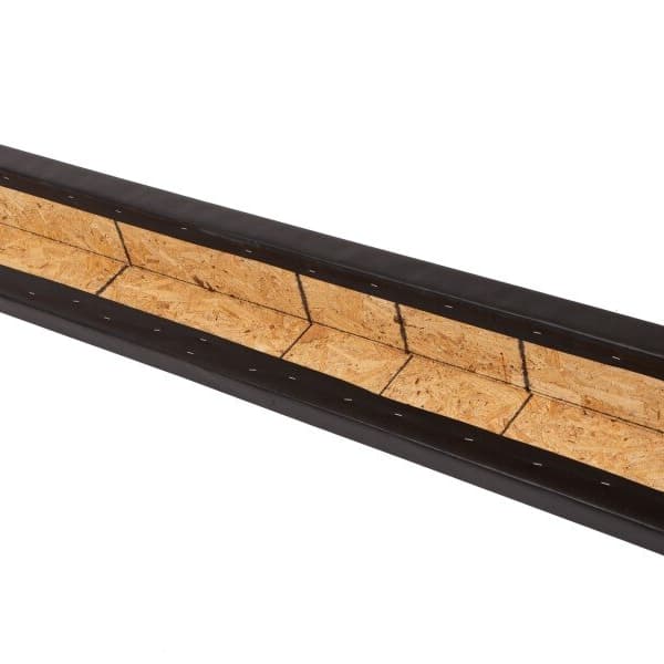 7' Safety Wall Padding Corner — black padded corner protector with exposed wood core