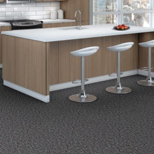Shaw Elemental Carpet, Integral — modern kitchen with dark gray textured carpet