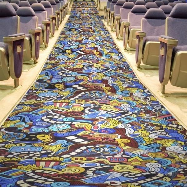 Home Movie Theater Carpet - Hollywood Graffiti | Joy Carpets