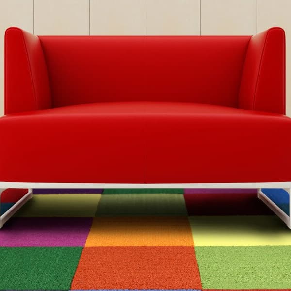 Shaw Color Accents carpet tiles in multicolor grid pattern