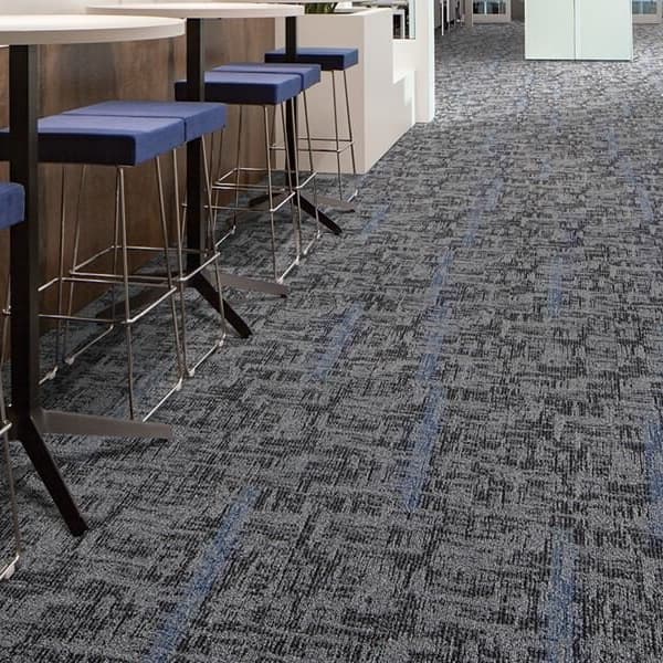 Mannington Script Carpet Tile, Crosstown blue/gray pattern in office break area