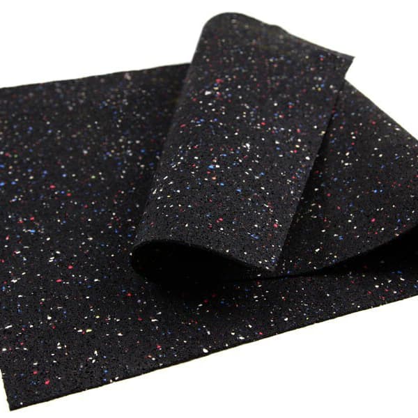 Black confetti rubber underlayment roll.