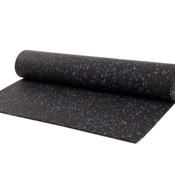 Blue 10 percent black rubber roll partly unrolled on white.