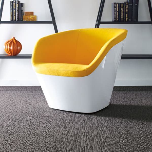 Shaw Dynamo Carpet Tile, Scholarly — close-up of gray textured carpet tile