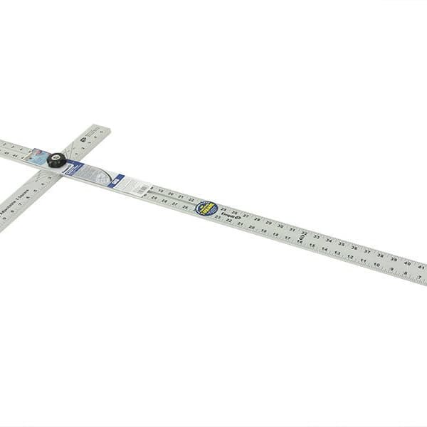 Adjustable T-square with aluminum ruler arms and black adjustment knob, marked with inch measurements