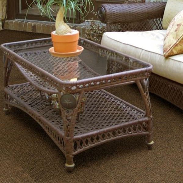 Shaw Succession II Walk-Off Carpet Tile, Tarmac — patio scene with wicker furniture on dark brown textured carpet tile