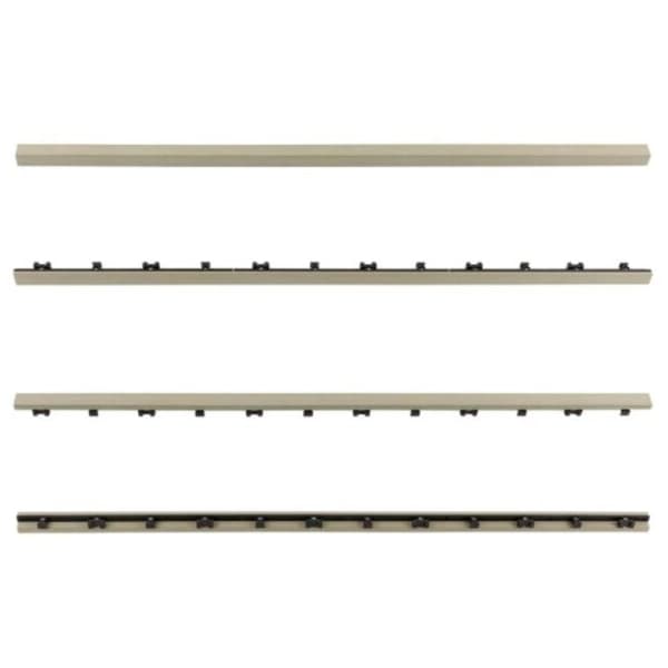 NewTechWood 36" Straight Trim — beige WPC composite decking trim pieces, top and bottom views