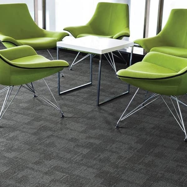 Mohawk Pattern Perspective Carpet Tile, dark gray in office lounge
